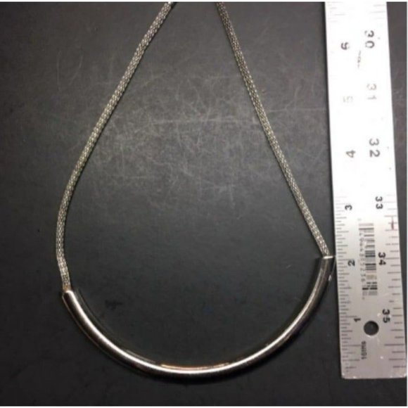 Express Silver Curved Necklace Tube Arc Chain Retro BoHo Soft Girl Cottage Mod - Picture 6 of 7